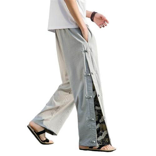 Pantalon long d'été homme contre la chaleur en tissu léger style chinois