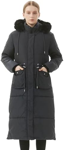 MOERDENG Women's Long Winter Puffer Coat Waterproof Warm Maxi Down Jacket Faux Fur Removable Hood Parka