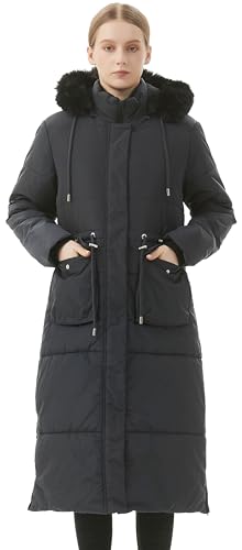 MOERDENG Women's Long Winter Puffer Coat Waterproof Warm Maxi Down Jacket Faux Fur Removable Hood Parka