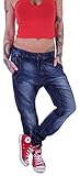 Baggy/Jeans im Biker Stil Damen Unisex Cargojeans Boyfriend Jeans Hose Cargo Baggy Hüftjeans Übergröße Blau XL 42 gr größe Size Übergrößen Baggys Diverse Haremsjeans Baggypants Stretch mom Loose Fit Tief Taschen Cargos Cut