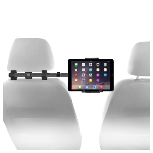 Macally Car Headrest Mount Holder for Apple iPad Pro/Air/Mini, Tablets, Nintendo Switch, iPhone, Smartphones 4.5" to 10" Wide with Dual Adjustable Positions and 360° Rotation (HRMOUNTPROB)