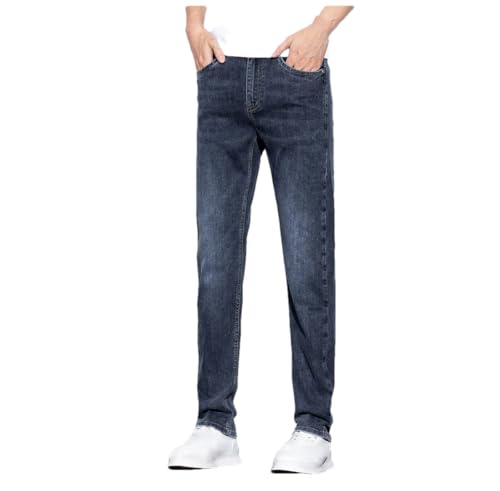 Men's Fashion Business Jeans Classic Style Casual Stretch Slim Fit Summer Ice Silk Jean Pants