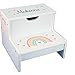 Personalized Boho Rainbow White Storage Step Stool