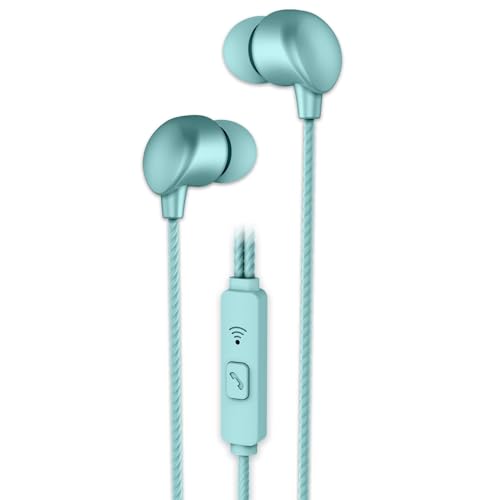 Metallic Earphones - Mint - Features: Light Weight, Sweatproof Design, Built In Micrpohne For Hands Free Calls, Premium Braided Cord Cable, One Button Micrphone, 45° Angled 3.5mm Jack