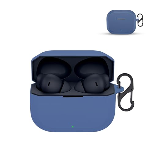 Image of Prolet Silicone Earbuds Case Compatible with OnePlus Nord Buds 3R - Shockproof Dustproof Cover, 360 Full Protection, Anti-Scratch Soft TPU, Carabiner Hook (Blue)