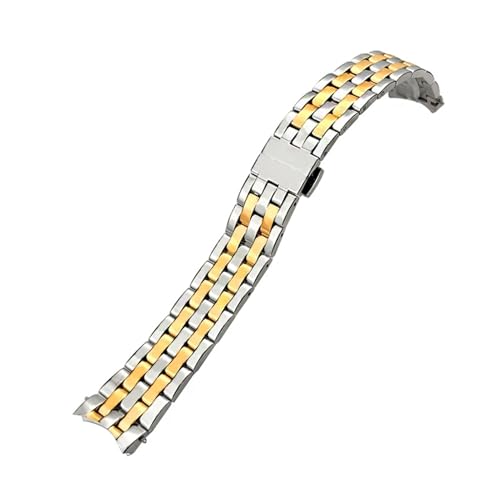 [ɂ] 316LXeXX`[EHb`oh 18mm MIDO BARONCELLI M007 M007207 Vo[ [YS[huXbgEHb`XgbvΉ(Silver Gold)