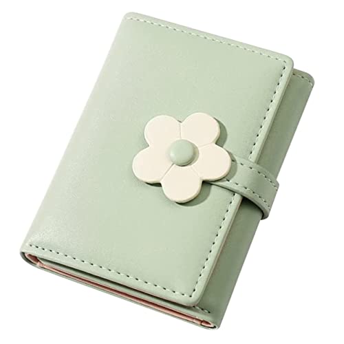 VANZACK Cute Trifold Student Wallet with Flower Pattern Lightweight PU Coin Purse for Compact Card Holder for Id and Bank Cards Stylish Korean Style Folding Wallet for Women