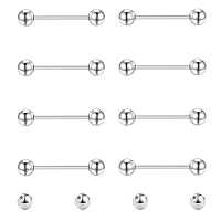 Gojewen 8er Zungenpiercing Brustwarzenpiercing und 4er Ersatzkugel Chirurgenstahl Silber Piercing Zunge Brustwarze Barbell 14mm – Ansicht 1