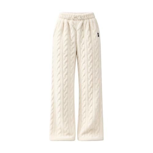Womens Pajama Pants Warm Flannel Pj Bottoms Cute Fleece Sleep Pant Beige M - image 3