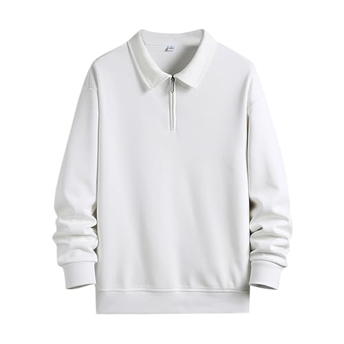 Image of Blandoom 2024 Men's Top Sweatshirt Casual Long Sleeve Sweatshirts Men's Fleece Jumper Mens 2024 1/2 Zip Golf Sweater Military/Security Style Pullover Comfortable Sportswear White
