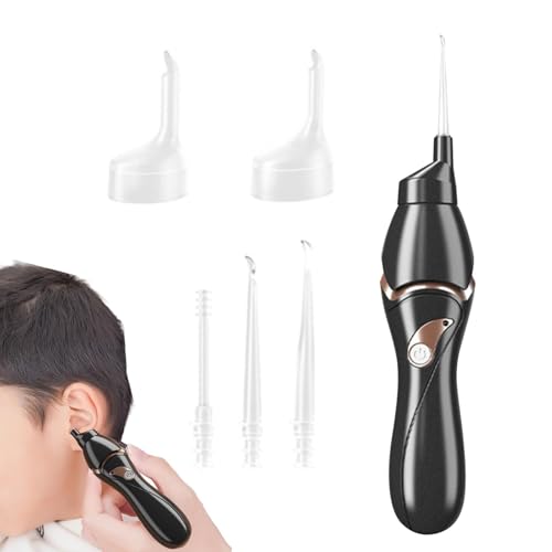 Picking LED Ear, Removedor De De Oreja Eléctrica, Juego De Cuchara Luminosa, USB Recargable, Limpiador Eléctrico Suave De Motor Tranquilo, Negro, Ideal Para Niños Y Adultos