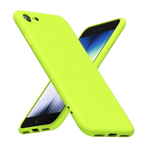 LoeoeL for iPhone SE Case Silicone 2nd 3rd Genration iPhone 7/8, Fluorescent Neon Lime Green Bright Color Matte TPU, Minimalist Ultra Thin Slim Soft Rubber Gel Girly Cute Case for Women, Camera Cover