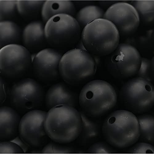 Black Silicone Beads By Blue Rabbit Co For Keychain Making, Necklace, Bracelet (15Mm, 100Pc, Black) Bulk Beads & Bead Assortments, Silicon Beads #TOP6