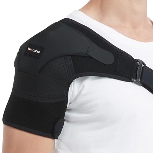 Piacico Shoulder Brace - Adjustable Support and Compression Sleeve for Torn Rotator Cuff, AC Joint