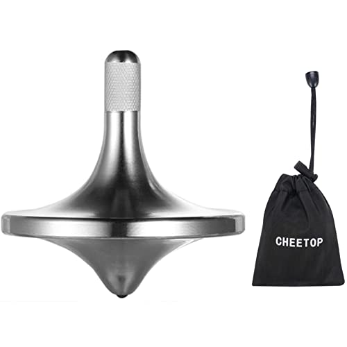 CHEETOP Premium Titanium Spinning Top, Spin Smooth Perfect Balance Well Made Metal Kinetic Desk Fidget Toy, Spin Time Can Exceed 6 Minutes, Wear-Resistant Drop-Resistant Durable (Silver)