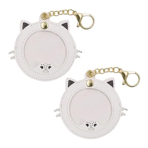 2枚セット 缶バッジケース かわいい 猫型 キーホルダー式 透明 推し活グッズ 痛バッグ 高い透明性 傷防止 58mmバッジ 対応の商品画像（Amazon）