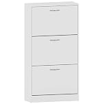 Vida Designs Shoe Cabinet, Wooden Shoe Storage Unit with 3 Pull-Down Drawers, Multifunctional Dust-Proof Space-Saving Slim Cupboard for Hallway or Entryway (White)
