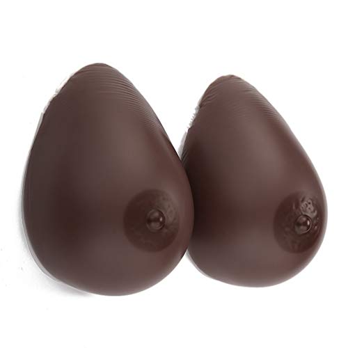 CN-WSC Fake Silicone Breast Forms Self-Adhesive, Realistic Feel for Transwomen,Prosthesis Mastectomy for Bra Inserts, Transgender Individuals, Crossdressers, Cosplay ?1 Pair? Black-CupD/1000g/XL