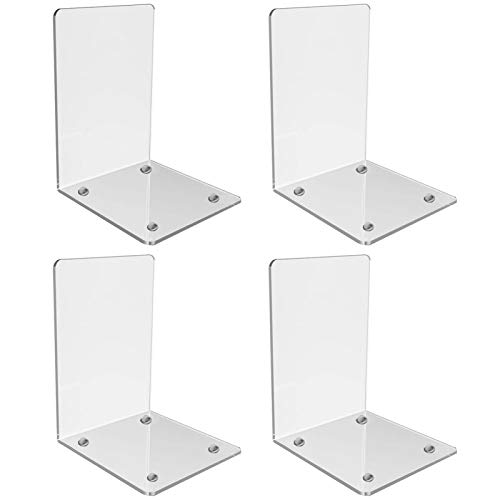 WEWINK CUKOO 2 pares de sujetalibros de plástico transparente, extremos de libro resistentes con parte inferior antideslizante para escritorios, estanterías, escuela, hogar y oficina Cover