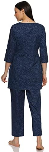 RAJMANDIRFABRICS Women's Cotton Ethnic Motif Printed Night Suit Top And Pajama Set