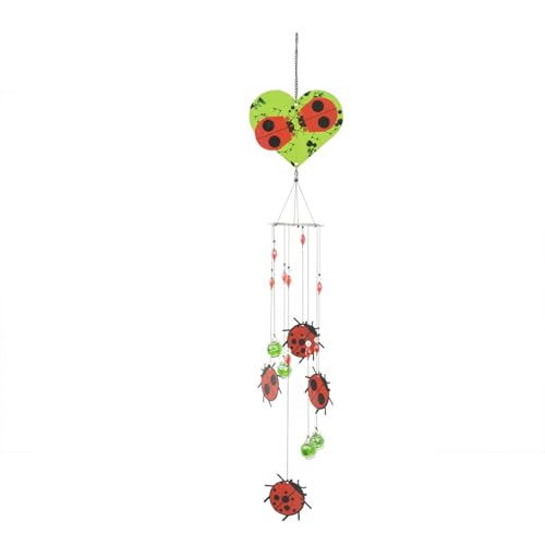 Red Carpet Studios Wind Chimes - Charley Harper Mid Century Modern Spiral Wind Chime Garden Gift, 30.25" Long, Ladybug Lovers