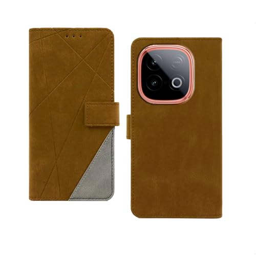 Image of amazon basics IQOO Neo 10 5G Flip Cover | Card Pockets Wallet & Stand | Flip Cover for IQOO Neo 10 5G (Brown with Grey)