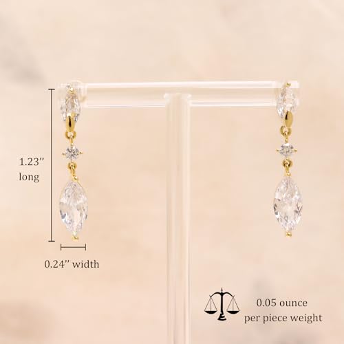 Sonateomber Gold Rhinestone Drop Dangle Earrings for Women, Elegant Marquise Leaf Crystal Bridal Earings Prom Wedding Fashion Jewelry Gift3