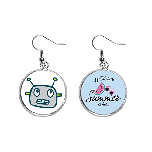 Pendientes de sandía y robot Alien Gray para el lóbulo de la oreja en verano