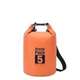 【KARAFURA】ドライバッグ 防水バッグ 5L ドラム型 防水 防塵 大容量 軽量 耐久 肩掛け・手提げ アウトドア 釣り キャンプ スイミング 海水浴 旅行 防災用 (オレンジ, 5, リットル)