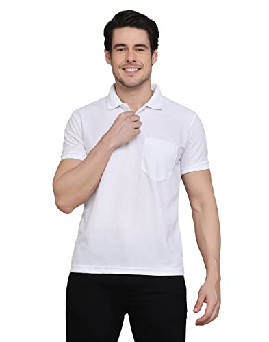 Image of INKKR Men's Polo Neck Half Sleeve Cotton Blend Regular Fit T-Shirt With Pocket