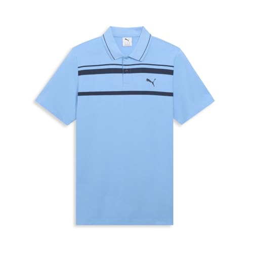 PUMA Mens Essentials Elevated Striped Short Sleeve Shirt Casual Casual Button Up - Blue