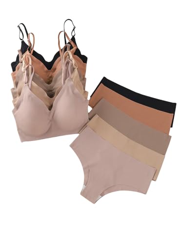 Verdusa Women's 10 Piece No Show Sexy Lingerie Sets Seamless Wireless Bra and Panty Set