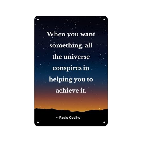 Aluminum Sign-The Alchemist Quote Poster Paulo Coelho Quote Poster - Suitable For Office, Home...