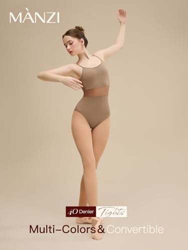 Image of MANZI 3 Pairs Convertible Dance Tights for Women Transition Ballet Stockings