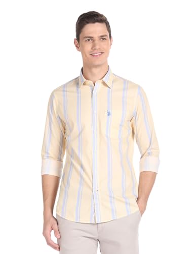 Image of U.S. Polo ASSN. Striped Regular Fit Cotton Shirts for Men - Full Sleeve Mens Casual Shirts