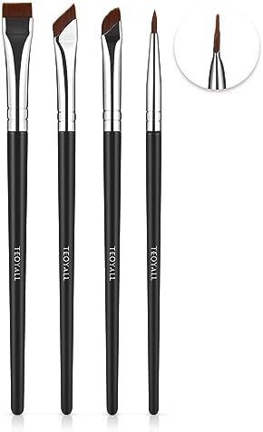 TEOYALL Eyeliner Brush Set, 4 Pcs Ultra-Thin Angled Angled Brush Precision Fine Point Eyeliner Brush Flat Eyebrow Brush