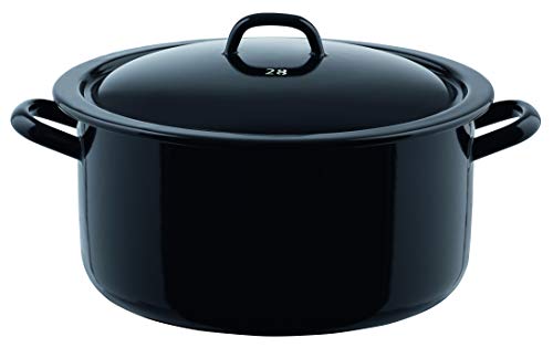 Foto von Riess, 0242-017, RIESEN halbhoch Kasserolle mit Bördel 24, OHNE DECKEL, CLASSIC - RIESEN UND ZWERGE, Durchmesser 24 cm, Höhe 10.5 cm, Inhalt 4 Liter, Emaille, schwarz, Induktion