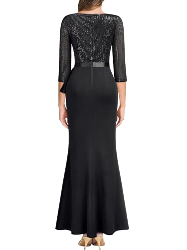 MISSMAY Women's Elegant Sequin V-Neck Evening Party Mermaid Long Dress2