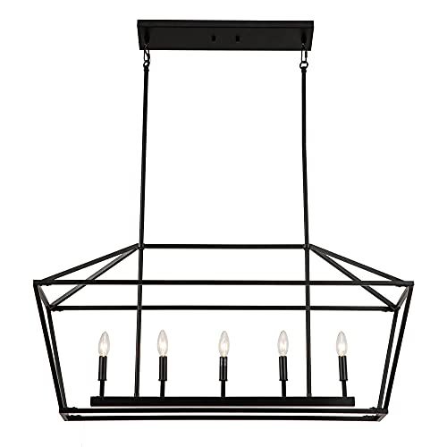 Exclusive Discount 90% Price Untrammelife 5-Light Linear Pendant Light Fixture, Kitchen Island Lantern Pendant Lighting, Linear Chandelier with Adjustable Height in Coal Black Finish Super Deal Product Untrammelife 5-Light Linear Pendant Light Fixture, Kitchen Island Lantern Pendant Lighting, Linear Chandelier with Adjustable Height in Coal Black Finish
