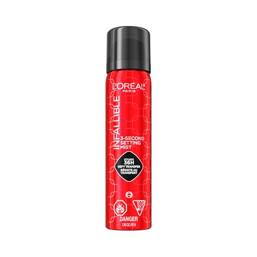 L'Oreal Paris Infallible 3-Second Setting Spray Mist, Microfine Mist for up to 36HR Wear, Clear, 1.76 oz