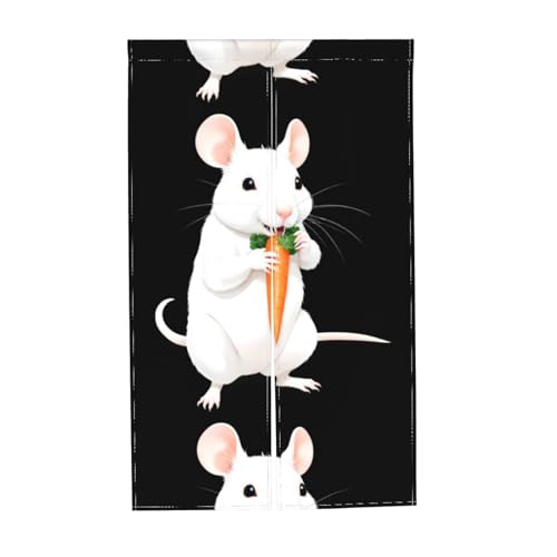 Cortina de dos paneles con divertido patrón de ratas comiendo zanahorias de 86x142cm 8