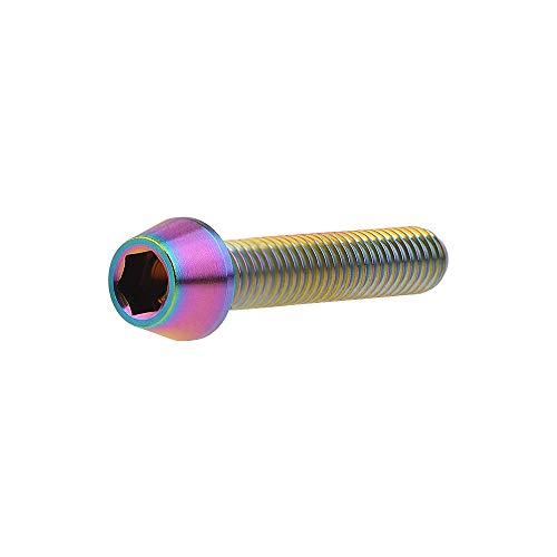 Image of Titanium Ti Bolt M5x9 16 18 20 25 30 35 40 45 50 55 60mm Tapered Head Screws Pack of 4 (M5x25mm, Ranibow)