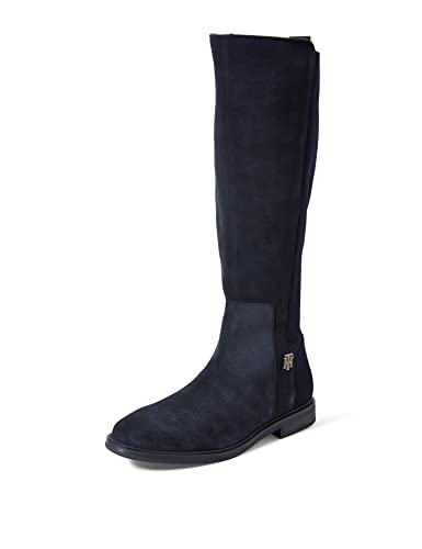 Tommy Hilfiger Damen Stiefel TH Essentials Longboot aus Wildleder, Blau...