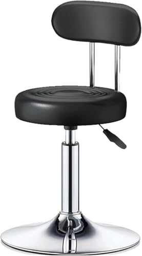 Oceanight美的スツール ネイルスツール 丸椅子 キャスター付きネイル 昇降式オフィスチェア スツール オフィス長座椅子 (背もたれディスク,ブラック)