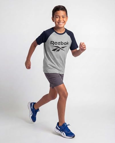 Image of Reebok 2 Pack: Boys Short Sleeve Raglan Cotton Crew Neck T Shirt Athletic Baseball Tee Tops Kids Teens Youth (6-18)