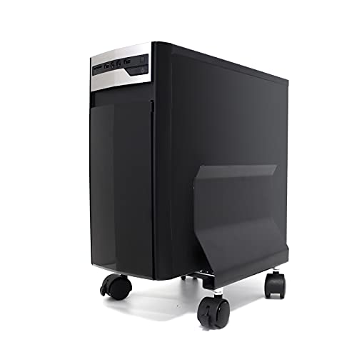 Phoenix Soporte para ordenador CPU con Ruedas, Acero, Freno anti desplazamiento, Color Negro