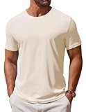 COOFANDY Men's Shirts Short Sleeve Casual Shirts Crewneck Basic T Shirt Beige