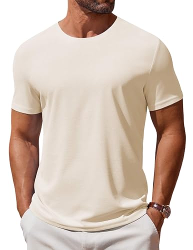 COOFANDY White T Shirts for Men Crewneck Short Sleeve Tees Classic