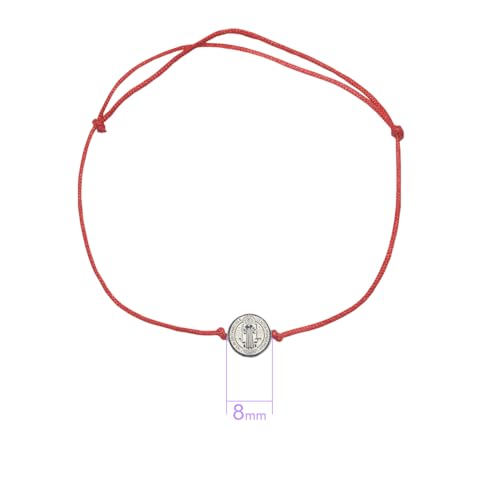 Catholic Town St Benedict inspirational adjustable red cord bracelet, available with Gold or Silver medals3