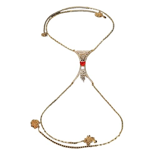 Body Chain Chest Chain Rhinestone Fringed Bra Chain Crystal Bikini Lingerie Woman Sexy Nightclub Clothing (Golden)